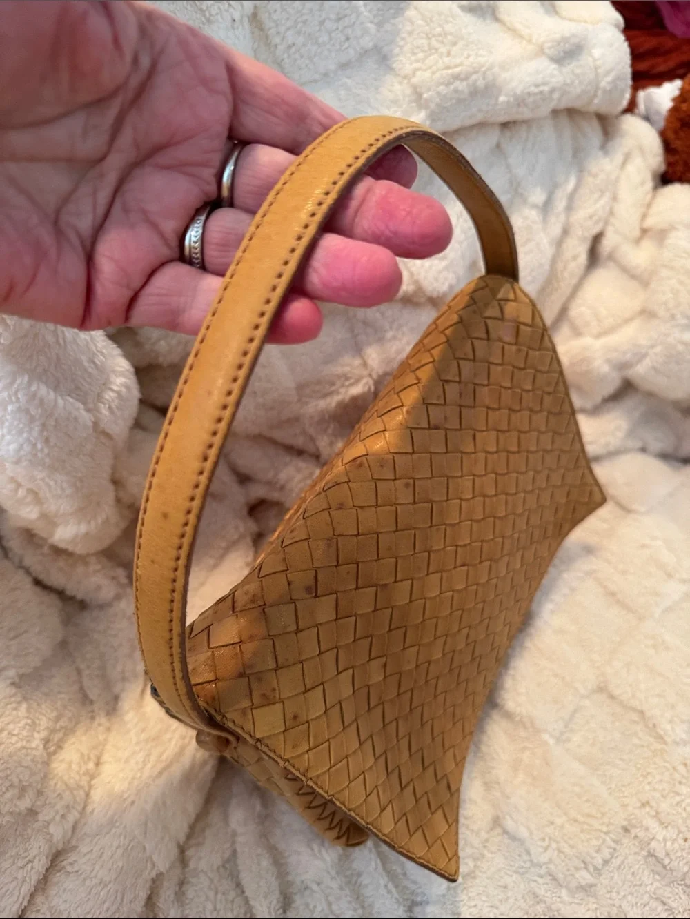 Bottega Veneta Woven Handbag in Cognac Brown